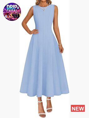 Polyester Blend Sleeveless Cocktail Dress A-Line Midi Formal